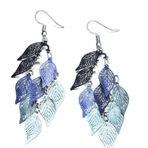 Elegant Boho Leaf Dangle Earrings - Blue