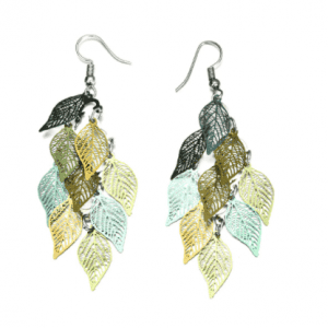 Elegant Boho Leaf Dangle Earrings - Green