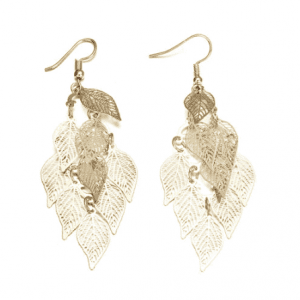 Elegant Boho Leaf Dangle Earrings - Gold