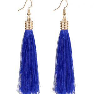 Trendy Handmade Tassel Earrings - Sapphire