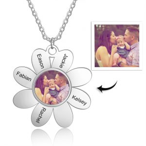 Flower Photo Necklace with up to 8 Names