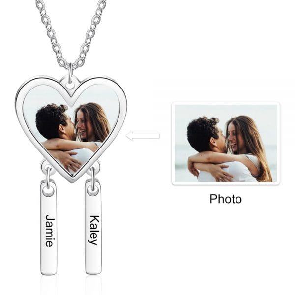 Heart Photo Necklace with Two Tags