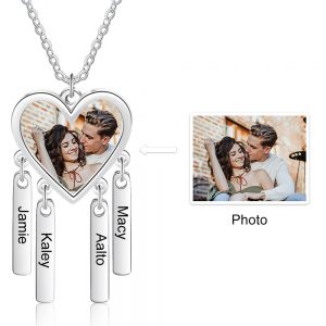 Heart Photo Necklace with Four Tags