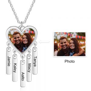 Heart Photo Necklace with Five Tags