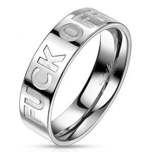 "F-Off" Deep Etched Words Stainless Steel Ring
