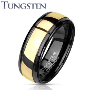 Gold Center Black IP Tungsten Carbide Ring