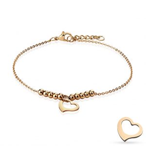 Dangling Heart and Multi Beads Chain Rose Gold Stainless Steel Anklet/Bracelet