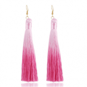 Trendy Handmade Bohemian Colour Tassel Earrings - Pink