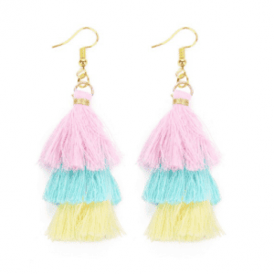 Layered Tassel Earrings - Pastel Colours