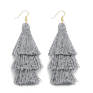 Layered Tassel Earrings - Gray
