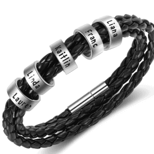 Sterling Silver Personalised Name Plate Braided Bracelet (5 Names)