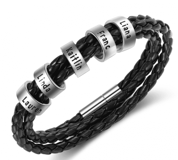 Sterling Silver Personalised Name Plate Braided Bracelet (5 Names)