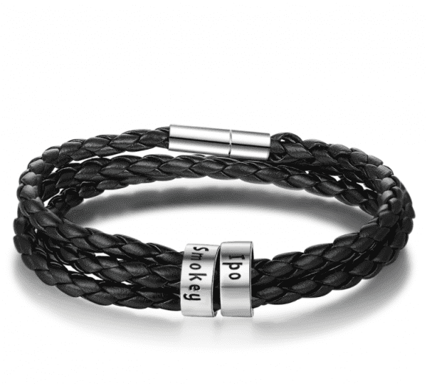 Sterling Silver Personalised Name Plate Braided Bracelet ( 2 Names)