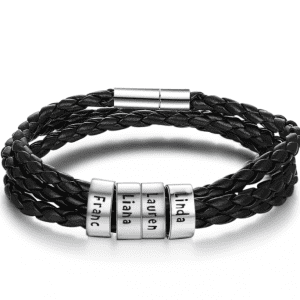 Sterling Silver Personalised Name Plate Braided Bracelet ( 4 Names)