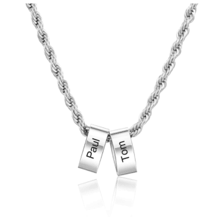Men's Engraved Stainless Steel 2 Charm Necklace