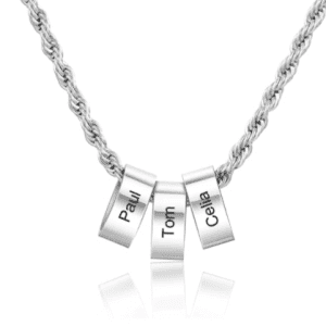 Men's Engraved Stainless Steel 3 Charm Necklace