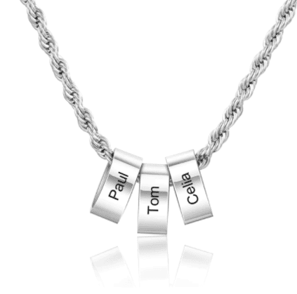 Men's Engraved Stainless Steel 3 Charm Necklace