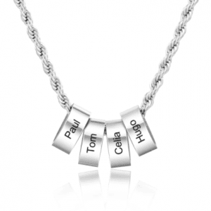 Men's Engraved Stainless Steel 4 Charm Necklace