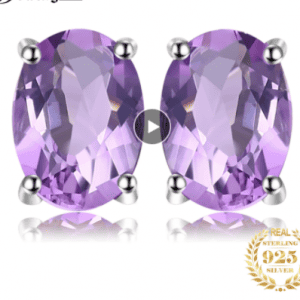Gorgeous 1.4ct Natural Purple Amethyst Stud Earrings in 925 Sterling Silver