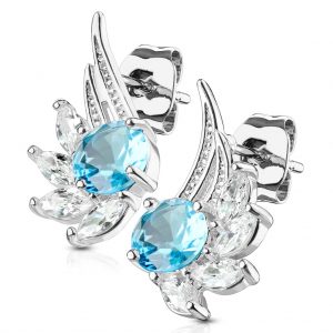 Pair of CZ Angel Wing 316L Surgical Steel Post Earring Studs