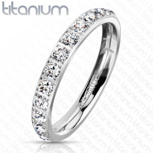 CZ Around Solid Titanium Eternity Band Rings