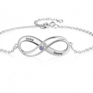 Customised Sterling Silver Infinity Birthstone Bracelet