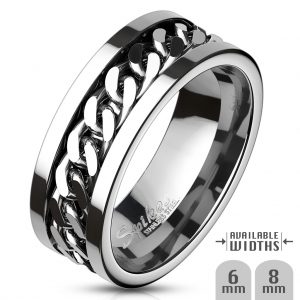 Spinning Chain Center 316L Surgical Stainless Steel Ring