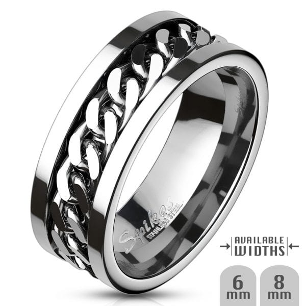 Spinning Chain Center 316L Surgical Stainless Steel Ring