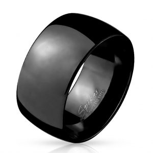 Wide Dome Stainless Steel Band Ring Black IP