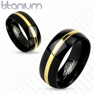 Two Tone Gold Line Center Black IP Titanium