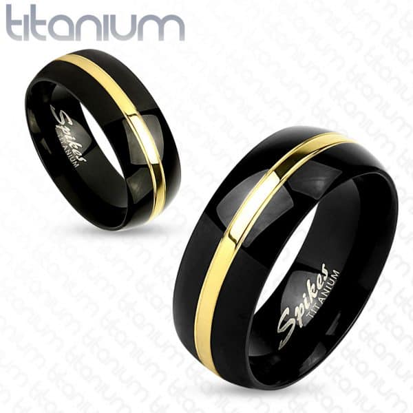 Two Tone Gold Line Center Black IP Titanium