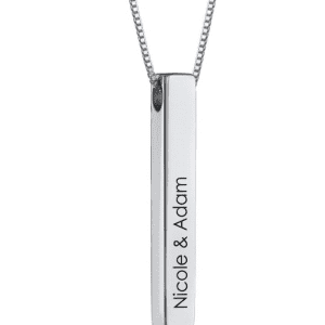 3D Engraved Bar Necklace in Sterling Silver
