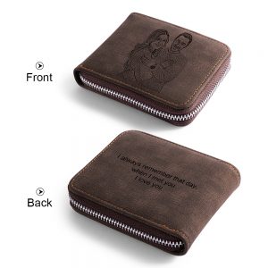 Custom Photo Engraved Bifold Wallet with Zip