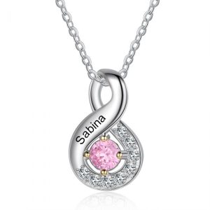 Stunning Sterling Silver 1 Name 1 Birthstone Bar  Necklace