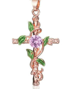 Creative Leaf Winding Cross Rose Gold Necklace