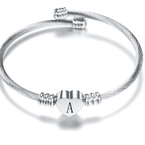 Silver Heart Bracelet with Your Choice of Initial