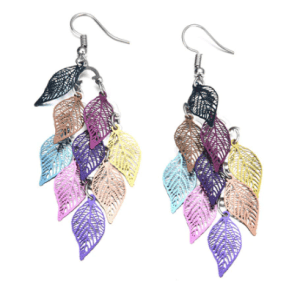 Elegant Boho Leaf Dangle Earrings - Multi Colour