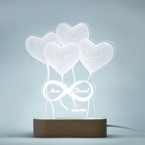 Personalised Heart Balloons with Infinity Acrylic Lamp