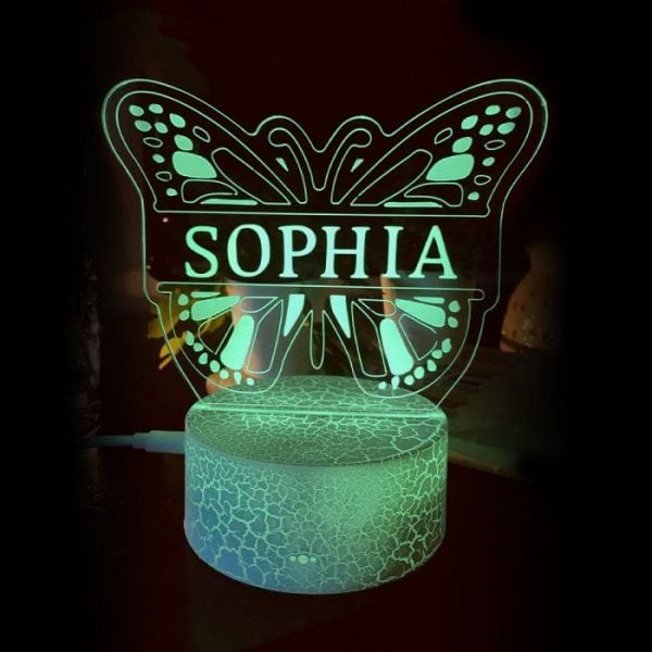 Personalised Butterfly Night Light with Custom Name