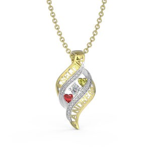 Custom 2 Name Necklace in Gold Plated with 2 Birthstones