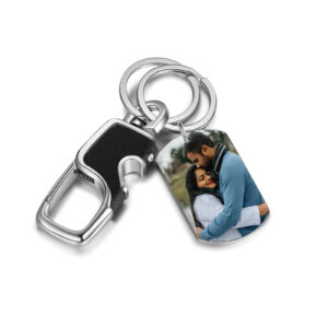 Photo Keyring With Engraved Date in Stainless Steel
