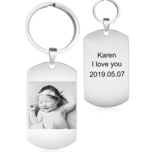 Photo Keyring With Engraving Stainless Steel