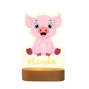 Personalised Pink Pig Night Lamp