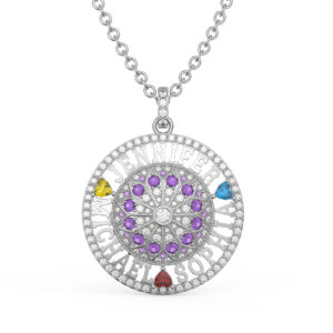 Personalised 3D 2 Name & 2 Birthstone Necklace