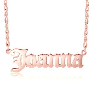 Rose Gold Plated Old English Name Necklace