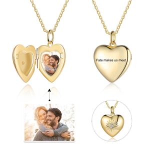 Gold Plated Heart Photo Locket Necklace
