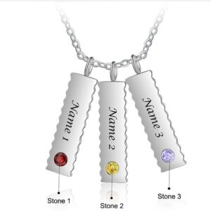 Personalised Necklace with 3 Tags & 3 Birthstones