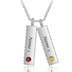 Personalised Necklace with 2 Tags & 2 Birthstones