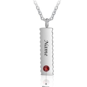 Personalised Tag Necklace with Birthstone