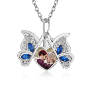 Stunning Butterfly Photo Necklace in Silver